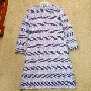 Vintage 1960s faux turtleneck dress, large, purple